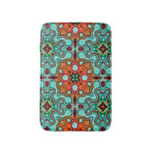 アクアターコイズブルーオレンジレッドブラウントライブラート バスマット (正面縦)