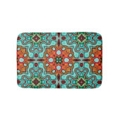 アクアターコイズブルーオレンジレッドブラウントライブラート バスマット (正面)