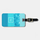 アクアターコイズブルーカラーブロックストライプ ラゲッジタグ (正面横)