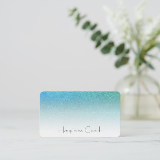 *~*アクアターコイズブルーグラデーショングリッター 名刺 (スタンド正面)