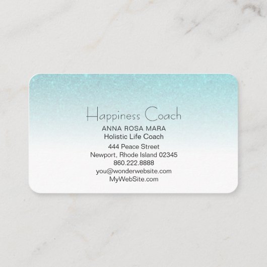 *~*アクアターコイズブルーグラデーショングリッター 名刺 (裏面)