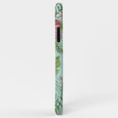 アクアターコイズブルーグリーンピンクフローラアートパターン Case-Mate iPhoneケース (裏面/右)