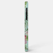 アクアターコイズブルーグリーンピンクフローラアートパターン Case-Mate iPhoneケース (裏面/左)