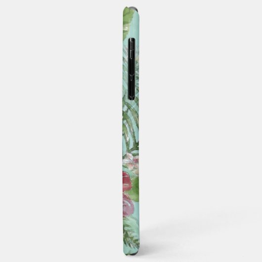 アクアターコイズブルーグリーンピンクフローラアートパターン Case-Mate iPhoneケース (裏面/左)