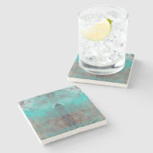 アクアターコイズブルーグレー ストーンコースター (横)