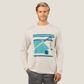 アクアターコイズブルージオメトリック抽象芸術MCMルック トライブレンドＴシャツ (正面全体)