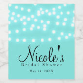 アクアターコイズブルーストリングライツエレガントなワイン ワインラベル (シングルラベル)