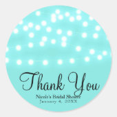 アクアターコイズブルーストリングライツエレガントシック ラウンドシール (正面)