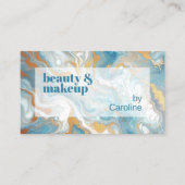 アクアターコイズブルーホワイト金ゴールドマーブルアートパターン 名刺 (正面)