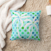 アクアターコイズブルーライムグリーン水玉模様パターン クッション (ブランケット)