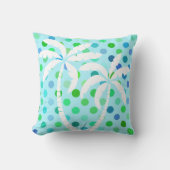 アクアターコイズブルーライムグリーン水玉模様パターン クッション (正面)