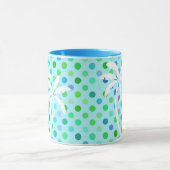アクアターコイズブルーライムグリーン水玉模様パターン マグカップ (中央)