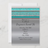 アクアターコイズブルー&シルバースウィート16招待状 招待状 (正面)