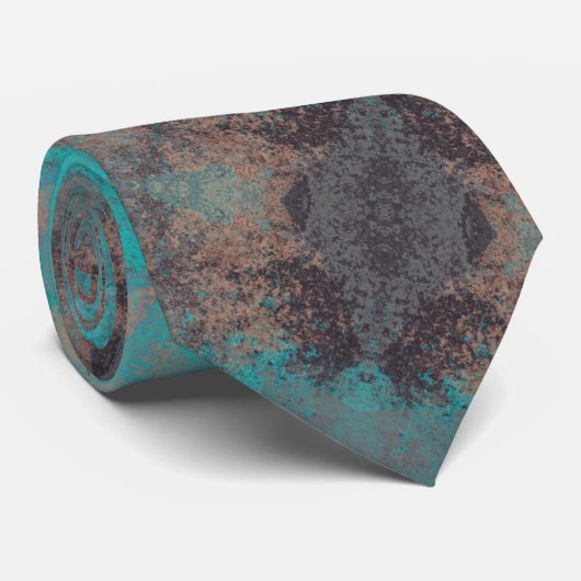 アクアターコイズブルーNグレー抽象芸術 ネクタイ (ロール)
