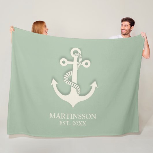 アクアターコイズホワイトいかり名日付航海の フリースブランケット (インサイチュ)