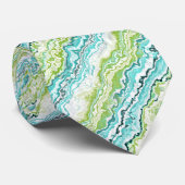 アクアターコイズライムグリーンミネラルズアガートパターン ネクタイ (ロール)