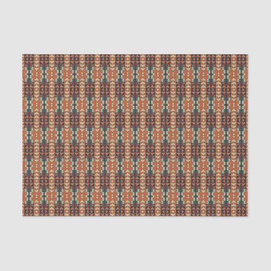 アクアターコイズラストオレンジダークブラウンモザイクアート 薄葉紙 (正面)