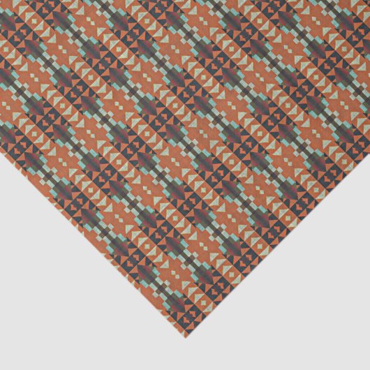 アクアターコイズラストオレンジダークブラウンモザイクアート 薄葉紙 (詳細)