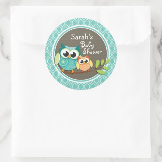 アクアターコイズレトロフールズベビーシャワー ラウンドシール (バッグ)