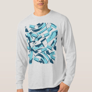 アクアターコイズ対角線散乱ピース抽象芸術 Tシャツ