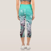 アクアターコイズ抽象芸術ダンデリオンヨガカプリ カプリレギンス (裏面)
