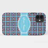 アクアターコイズ正方形パターパーソナライズされたン Case-Mate iPhoneケース (裏面(横))