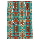 アクアターコイズ燃えたオレンジタウペブラウンモザイクアート ミディアムペーパーバッグ (正面)