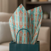 アクアターコイズ燃えたオレンジタウペブラウンモザイクアート 薄葉紙