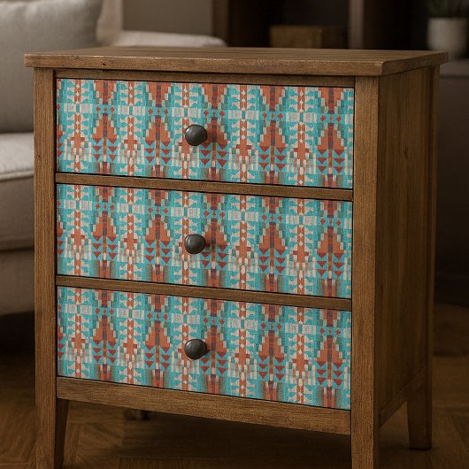 アクアターコイズ燃えたオレンジタウペブラウンモザイクアート 薄葉紙