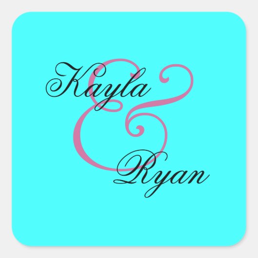 アクアターコイズ結婚封筒用シール スクエアシール (正面)