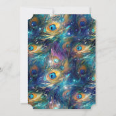 アクアターコイズ金ゴールドピーコックフェザー50誕生日 招待状 (裏面)