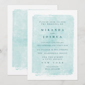 アクアターコイズ グルンジー ディストレス カジュアル 招待状 (正面/裏面)