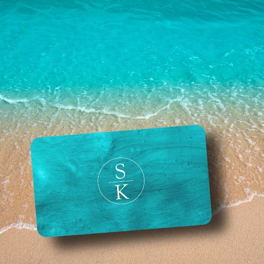 アクアターコイズ&ティール（緑がかった色）ウェディングシャワーギフトレジストリ エンクロージャーカード