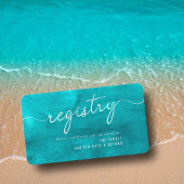 アクアターコイズ&ティール(緑がかった色)ウェディングシャワーギフトレジストリ エンクロージャーカード