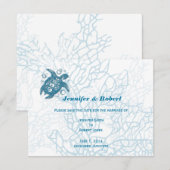 アクアタートルラブウェディング日付カードを保存 セーブザデート (正面/裏面)