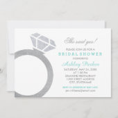 アクアダイヤモンドリングや輪結婚グリッターブライダルシャワー 招待状 (正面)