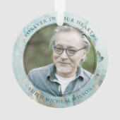 アクアダスキーブルー金ゴールドアゲート悔やみや弔慰記念写真 オーナメント (裏面)