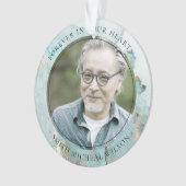 アクアダスキーブルー金ゴールドアゲート悔やみや弔慰記念写真 オーナメント (正面)