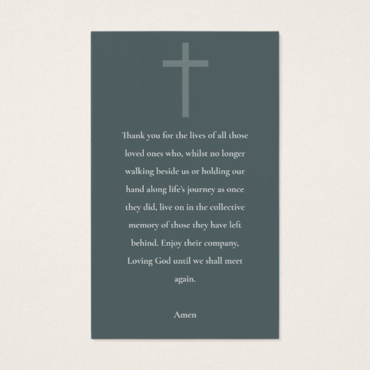 アクアダスキーブルー金ゴールド悔やみや弔慰記念祈りの言葉カード (裏面)