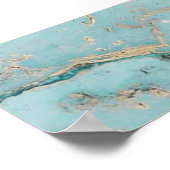 アクアダスキーブルー金ゴールド結婚アゲートの座席表 ポスター (角)