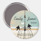 アクアダマスク&コーラルバードケージ結婚ズ マグネット (正面/裏面)