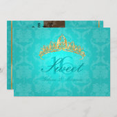 アクアダマスク スウィート16/ティアラ/ターコイズの招待状 招待状 (正面/裏面)
