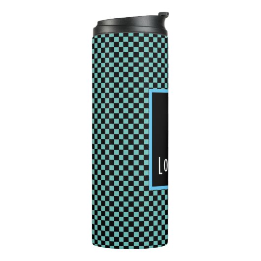 アクアチェッカーボードパーソナライズされたフローラ タンブラー (回転左)