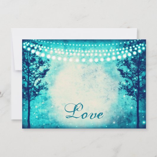 アクアツリーストリングライトブライダルシャワー招待状 招待状 (裏面)