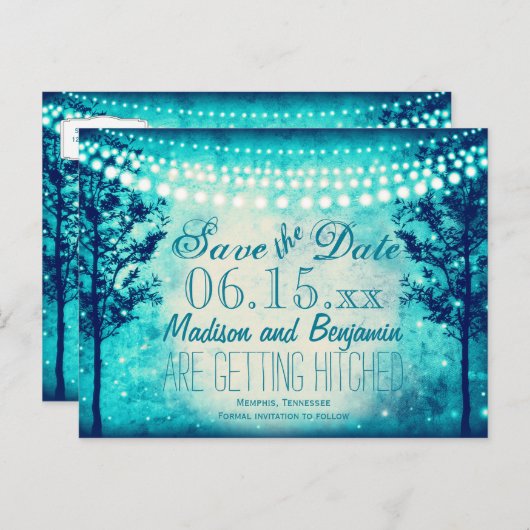 アクアツリーストリングライト日付はがきを保存 案内ポストカード (正面/裏面)