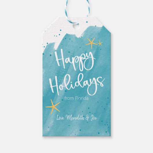 アクアティアルウォーターカラービーチハッピーホリデイズ ギフトタグ (正面)