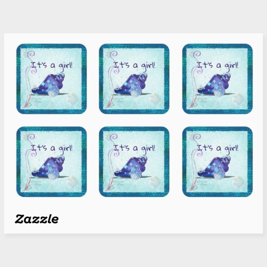 アクアティカ3Dウィムジーその女の子ベビーシャワー スクエアシール (シート)