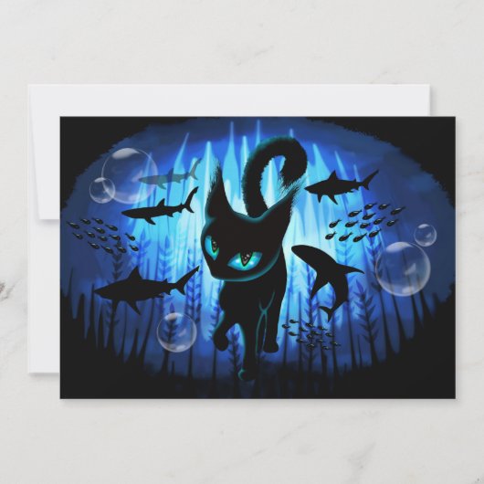 アクアティキャット - 深海ファンタジーのシュールな猫 招待状 (正面)