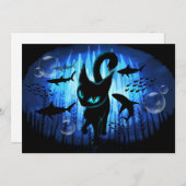 アクアティキャット - 深海ファンタジーのシュールな猫 招待状 (正面/裏面)