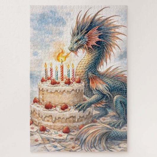 アクアティックドラゴンの誕生日 ジグソーパズル (縦)